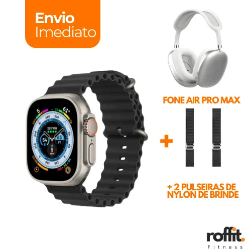 Kit ROFFIT® Smartwatch IWO9 + Fone AirMax [+2 PULSEIRAS DE BRINDE + FRETE GRÁTIS]