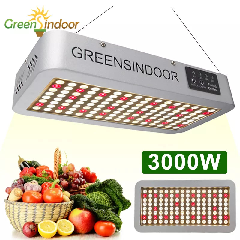 Painel LED Espectro Completo com Temporizador Embutido para Cultivo - Greens Indoor Phytolamp 3000W 660NM