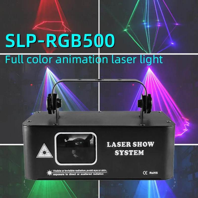 Projetor Laser Profissional DMX RGB de 500MW - Efeito Projeção de Lasers para Iluminação em Festas Bares Eventos Clubes