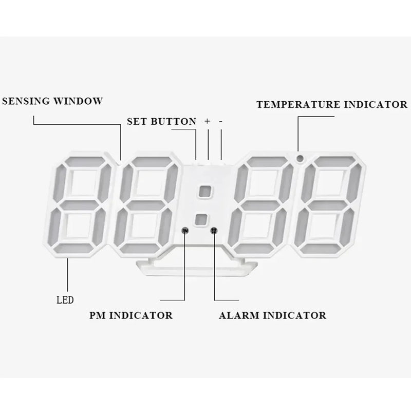 Relógio LED Despertador Digital Estilo 3D - com Indicador de Temperatura Data e Hora