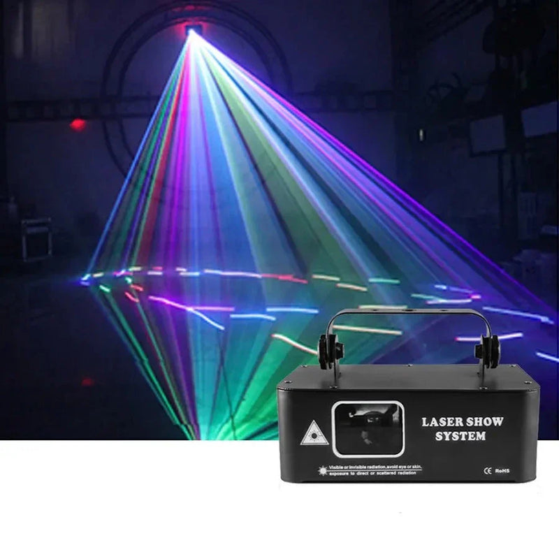 Projetor Laser Profissional DMX RGB de 500MW - Efeito Projeção de Lasers para Iluminação em Festas Bares Eventos Clubes