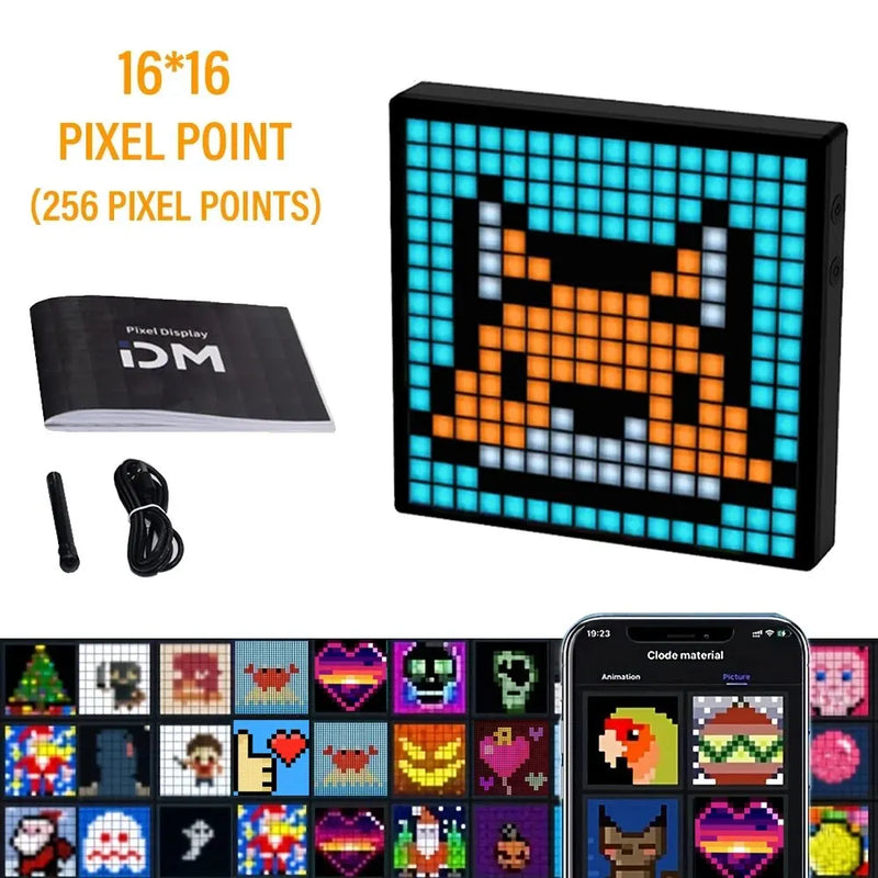 Display de Pixel LED Controlado por Aplicativo - Tela Inteligente Pixel Peronalizável com Texto, Animações e Efeitos Gamer Geek