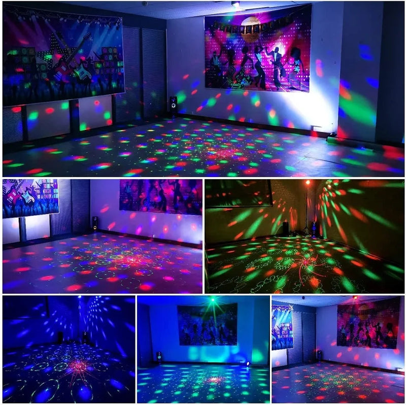 Projetor Holográfico Disco Ball Efeitos de Luzes e Laser - Ativado por Som para Festas Dança Aniversário Bar