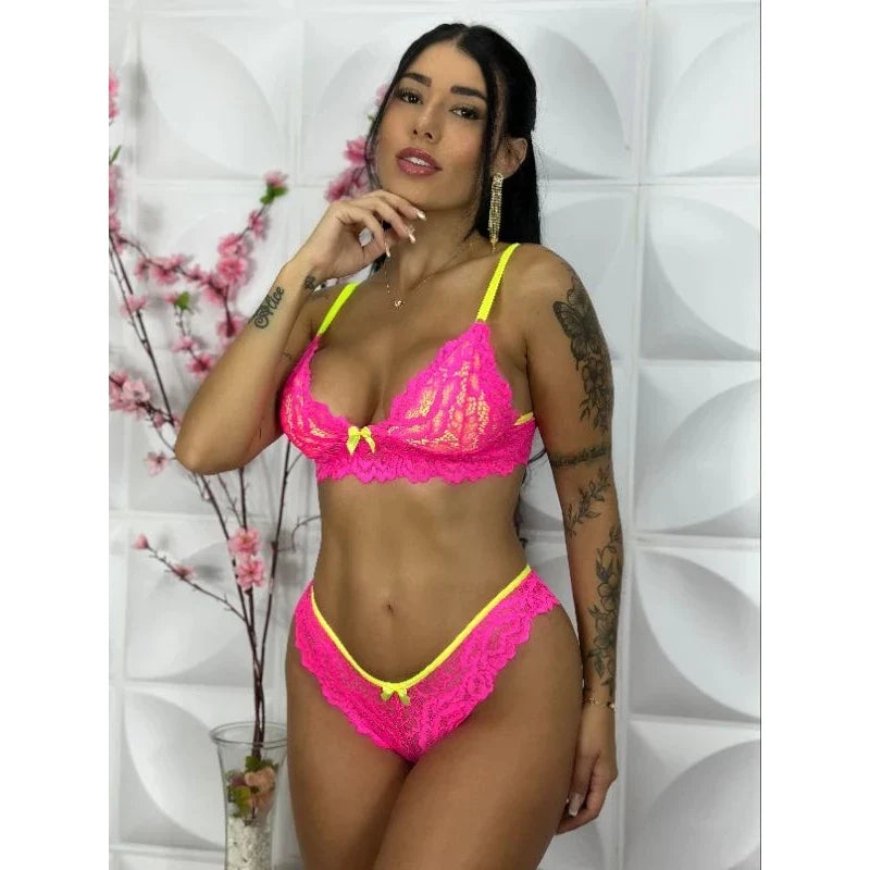 Conjunto Lingerie Bicolor  Neon Sexy Duda